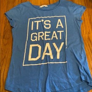 Blue shirt with lettering